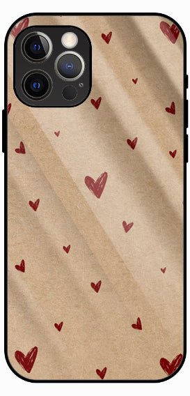 Heart Print Design, Beige and Red, Cute Valentine Theme, Luxury Glass Back Phone Case