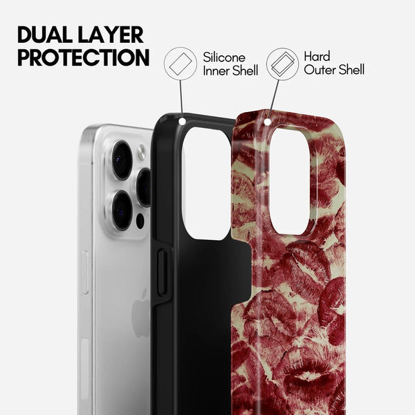 Red Lipstick Kiss Print, 2 in 1 Mobile Case, Dual Layer Protective Cover