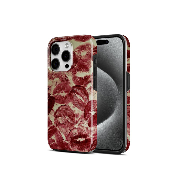 Red Lipstick Kiss Print, 2 in 1 Mobile Case, Dual Layer Protective Cover