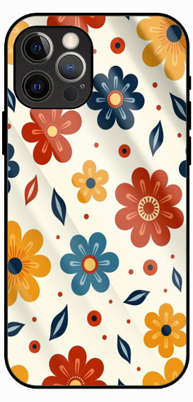 Floral Print, Multicolour Retro Flower Pattern, Luxury Glass Back Phone Case