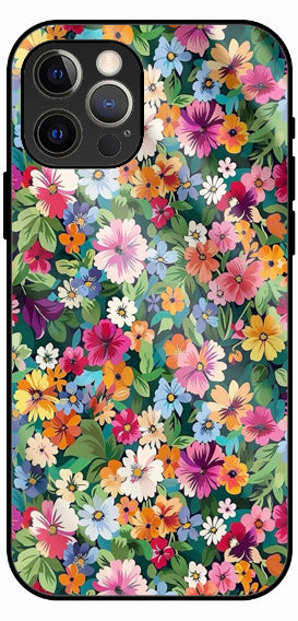 Floral Printed, Multicolour, Luxury Glass Back Phone Case