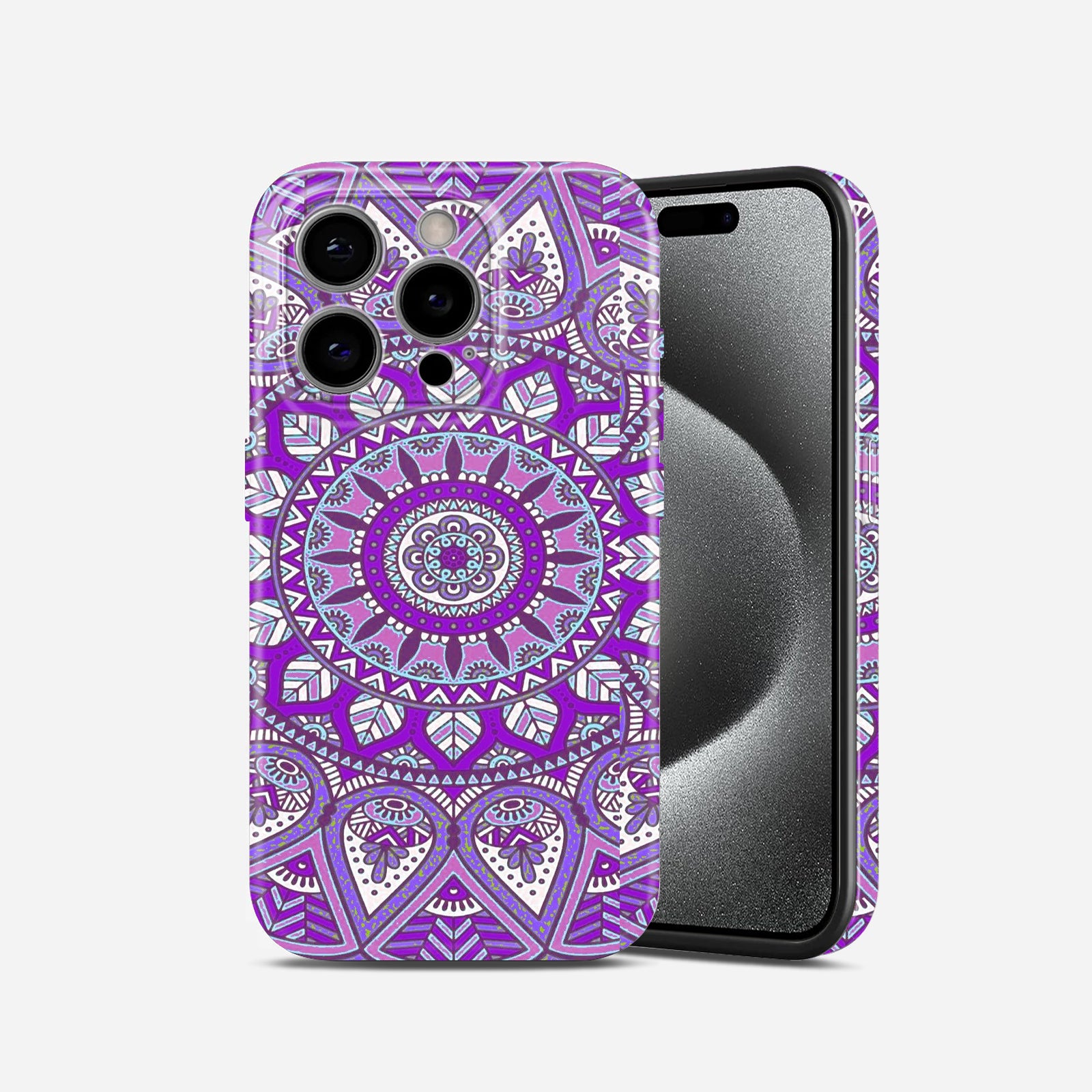 Purple Mandala Design, Boho Floral Pattern, Hard Glossy Case - Stylish & Protective Cover