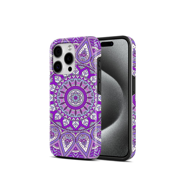 Purple Mandala Design, 2 in 1 Mobile Case, Dual Layer Protective Cover