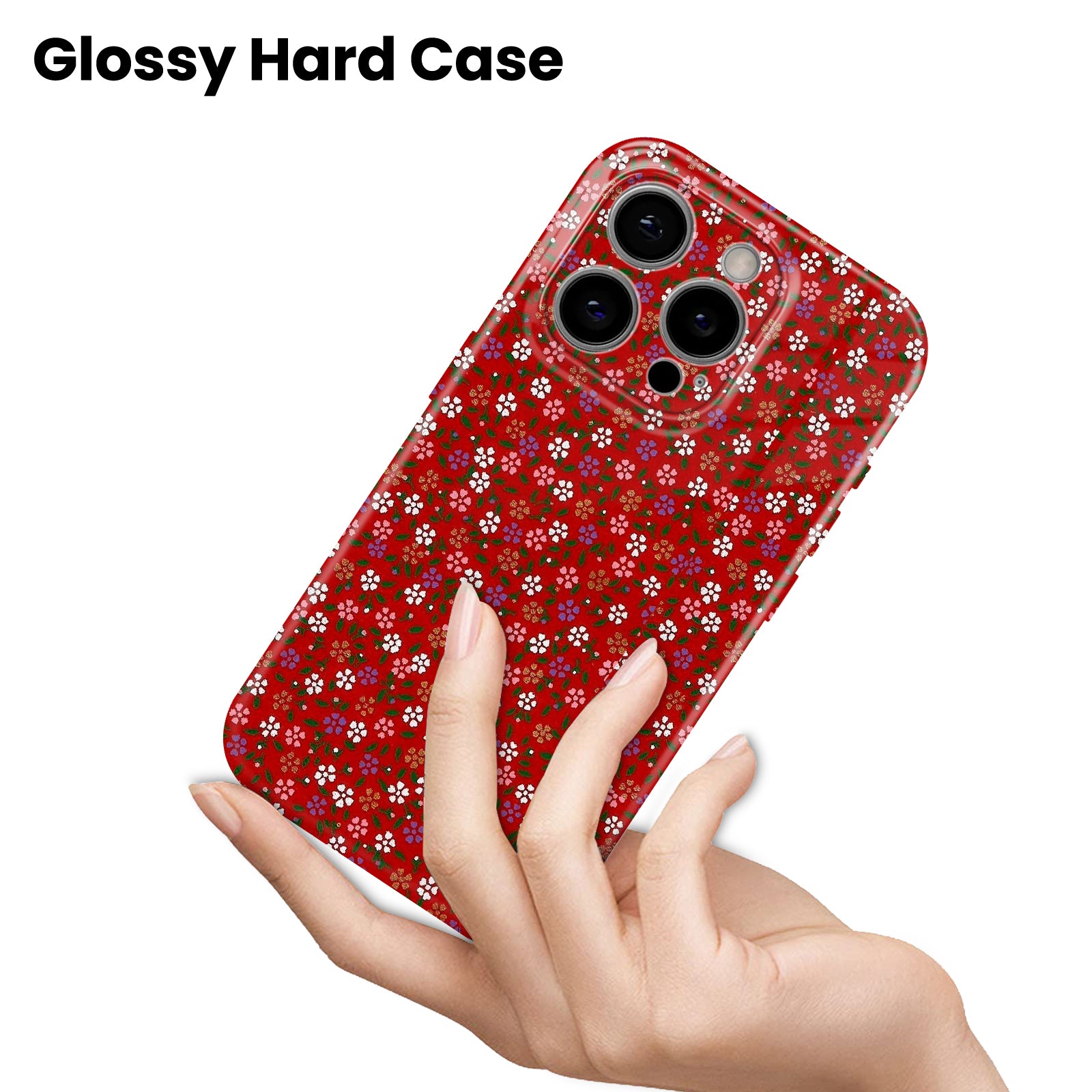 Red Ditsy Flower Pattern, Hard Glossy Case - Stylish & Protective Cover