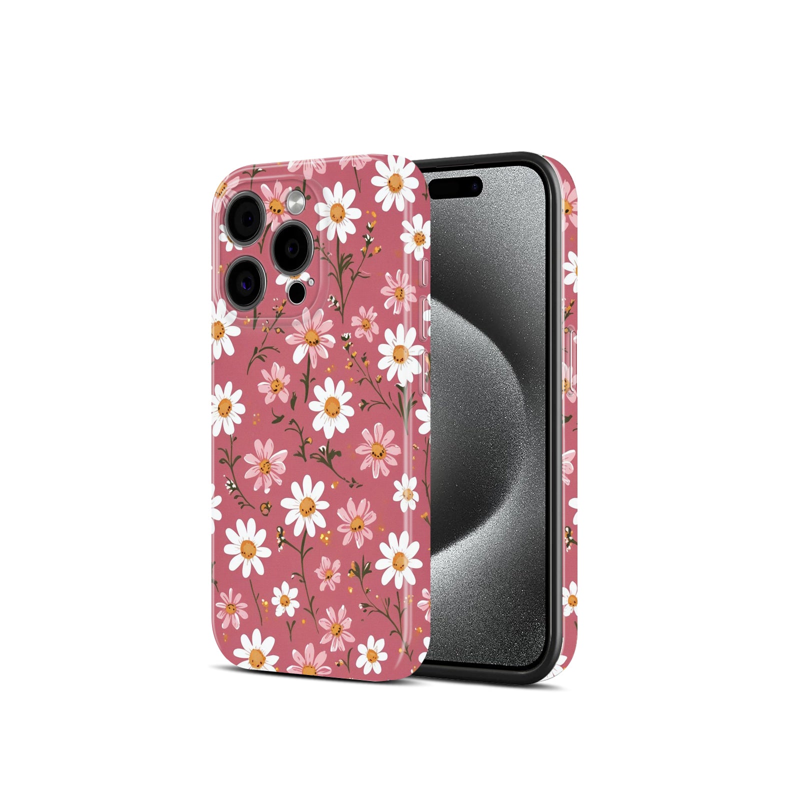 Pink, Cute Flower Design, Hard Glossy Case - Stylish & Protective Cover