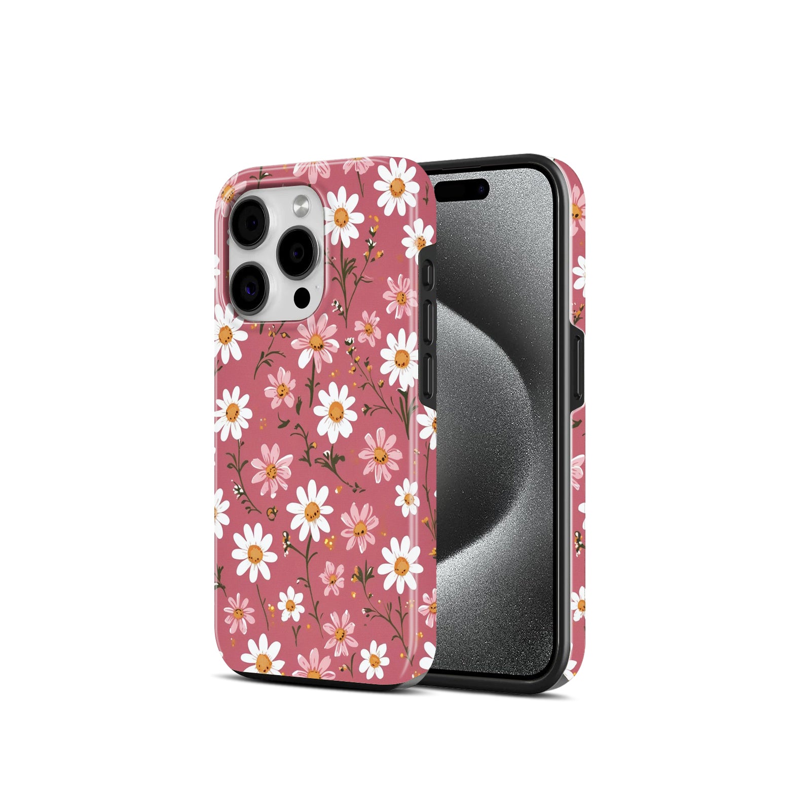 Pink Daisy Floral Design, 2 in 1 Mobile Case, Dual Layer Protective Cover