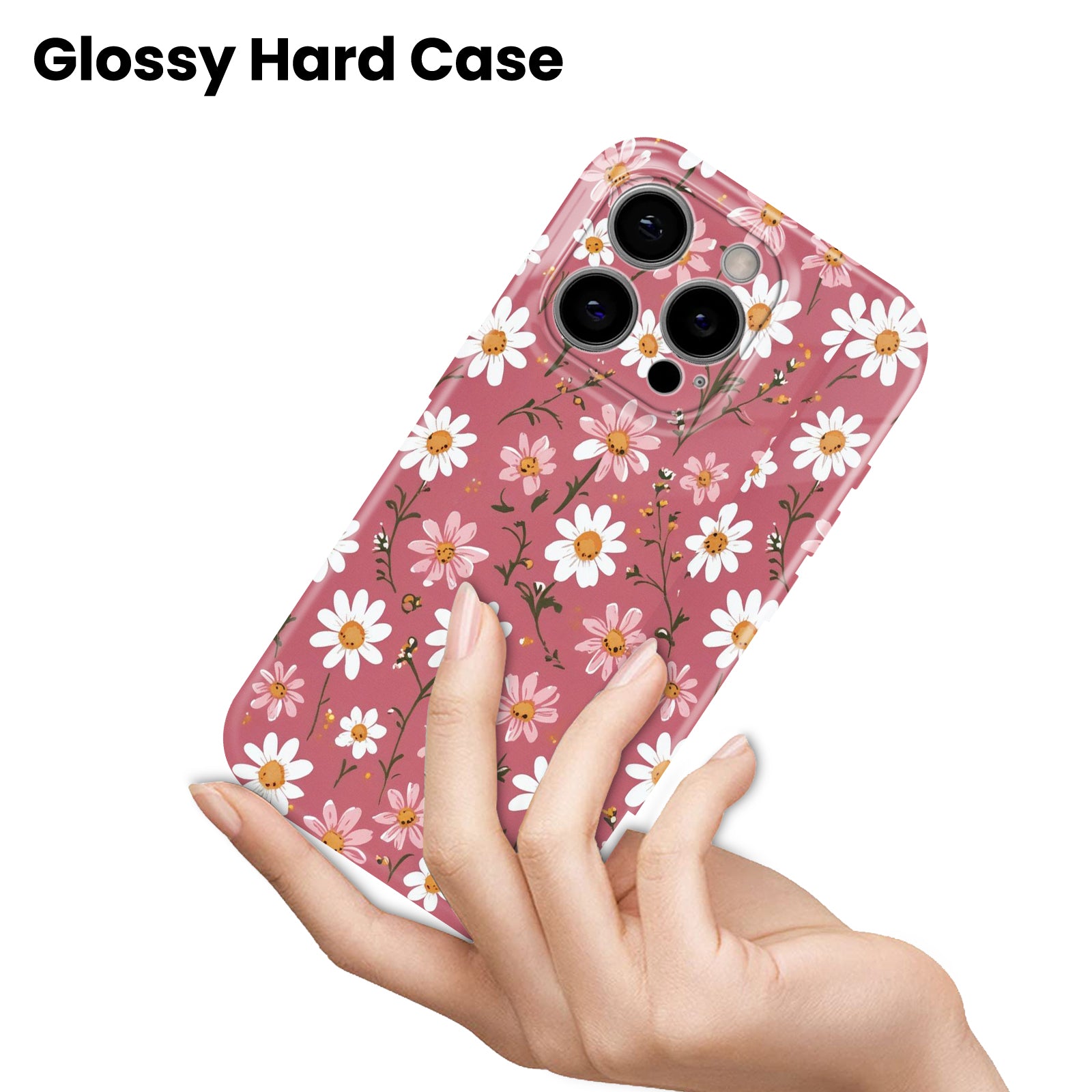 Pink, Cute Flower Design, Hard Glossy Case - Stylish & Protective Cover
