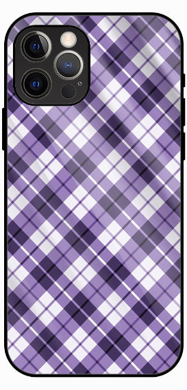 Purple Plaid Pattern, Luxury Glass Back Phone Case