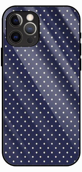 Navy Blue Polka Dot Pattern, Luxury Glass Back Phone Case