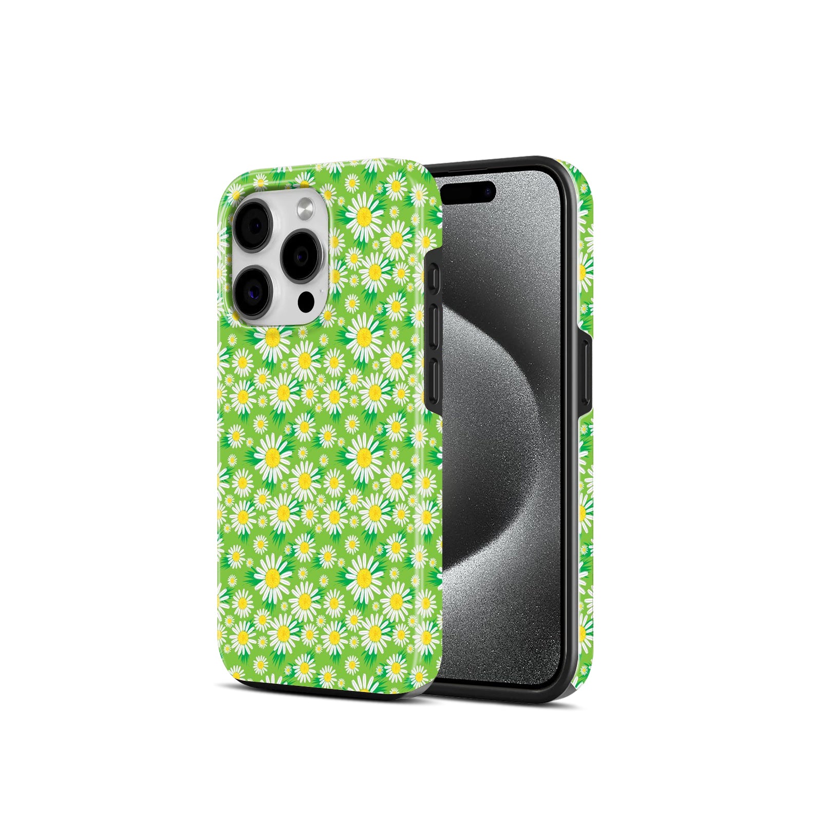 Daisy Floral Print,2 in 1 Mobile Case, Dual Layer Silicone and Hard Shell