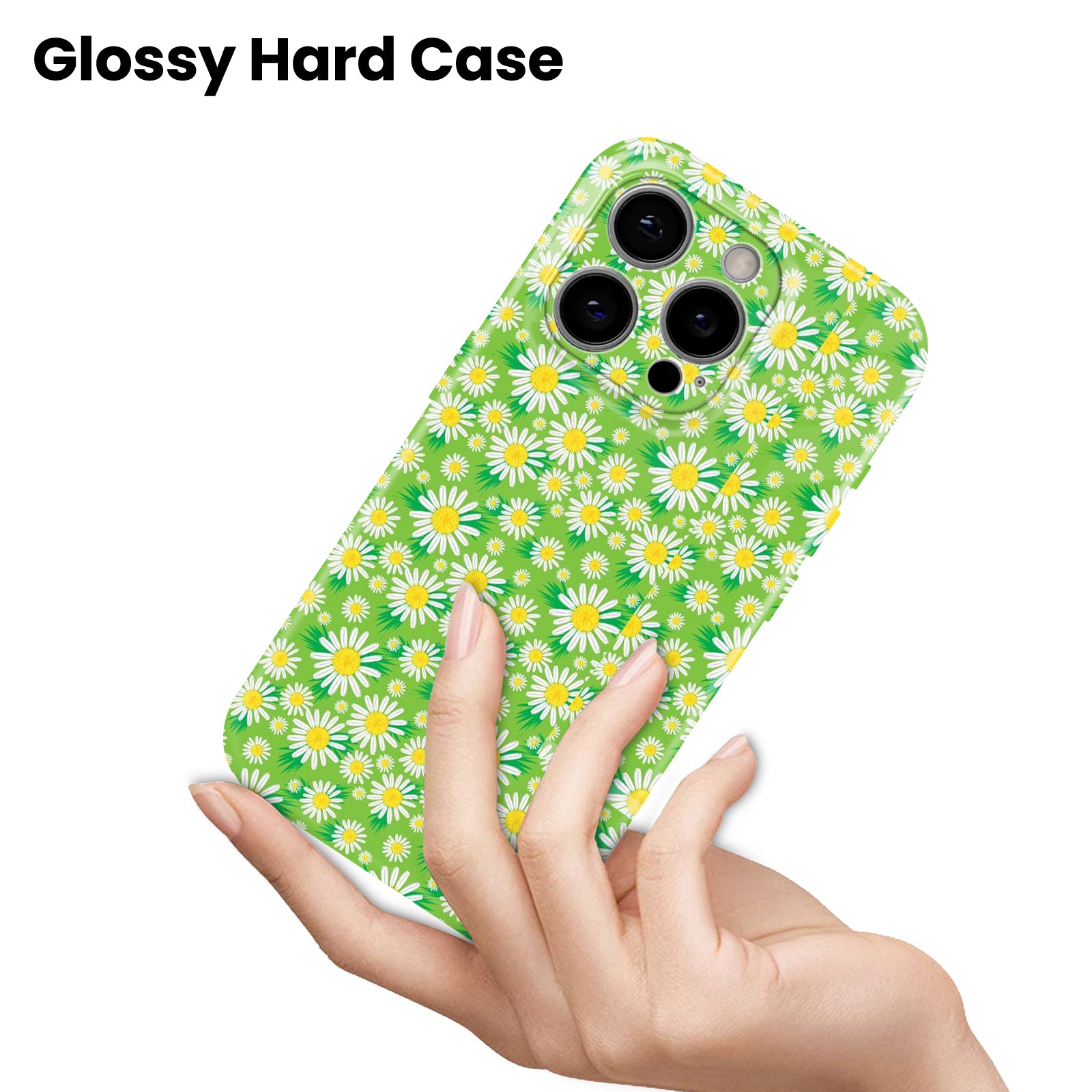 Green Daisy Floral Pattern, Hard Glossy Case - Stylish & Protective Cover
