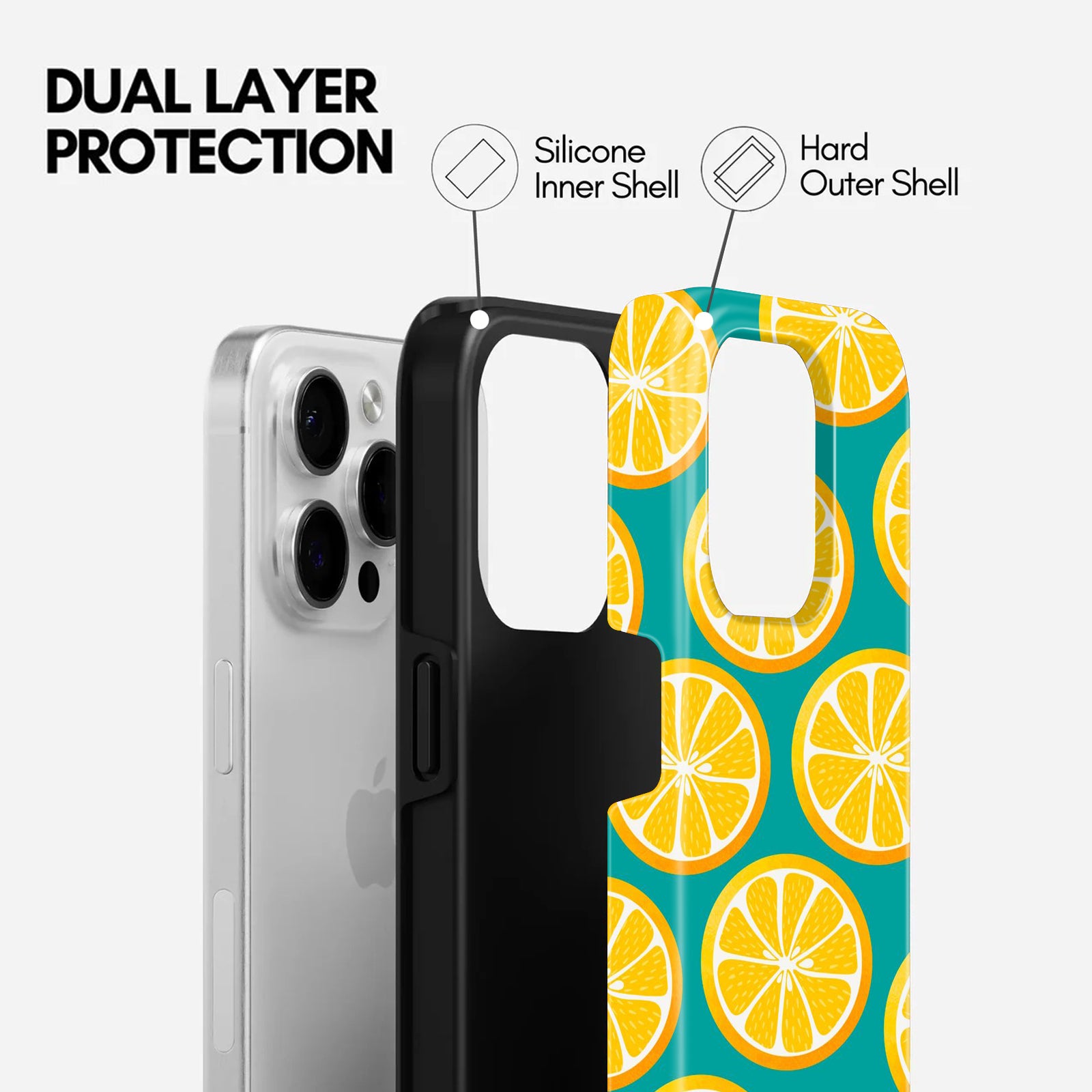 Orange Slices Print, 2 in 1 Mobile Case, Dual Layer Silicone and Hard Shell