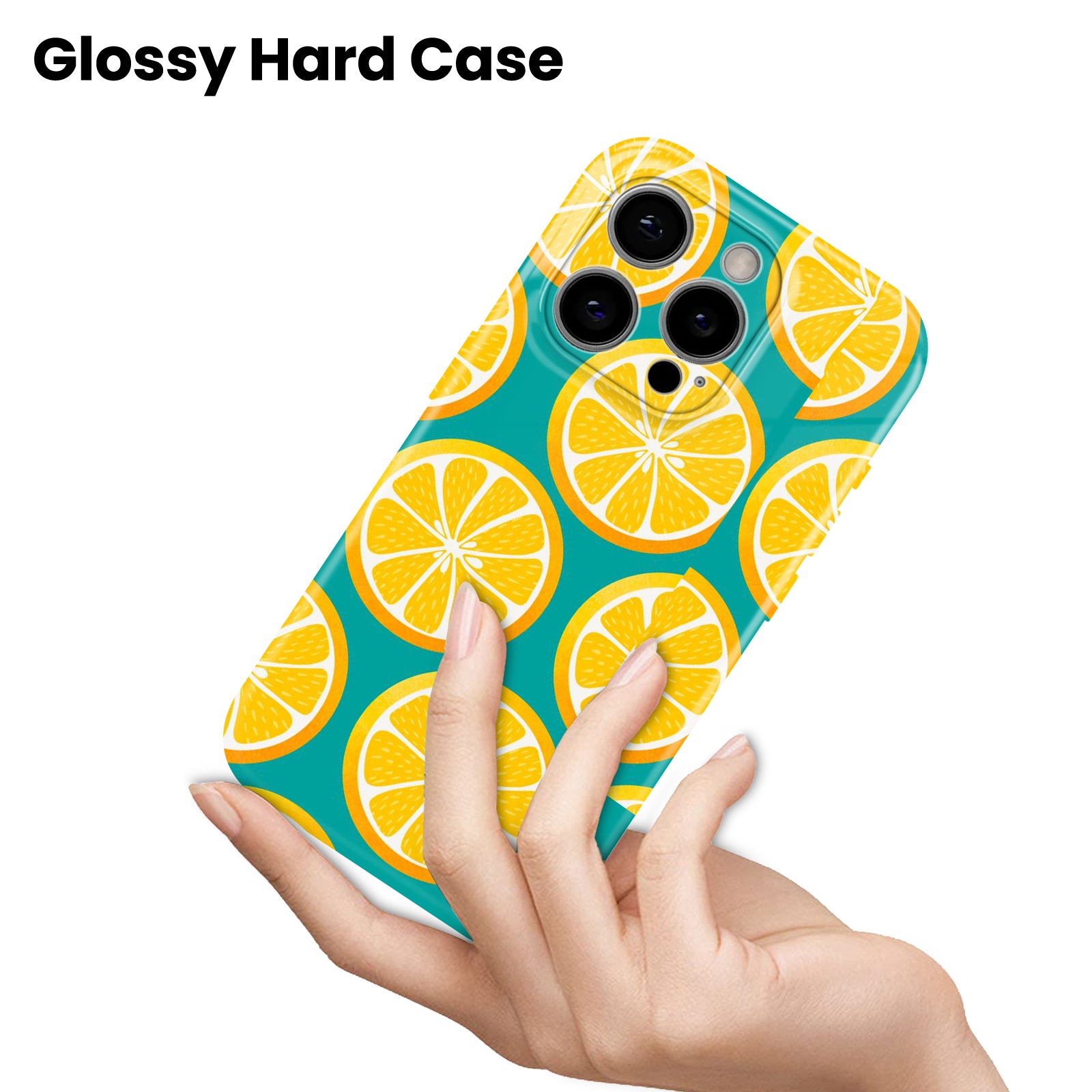 Orange Slices Pattern, Teal Background, Citrus Fruit Theme, Hard Glossy Case - Stylish & Protective Cover