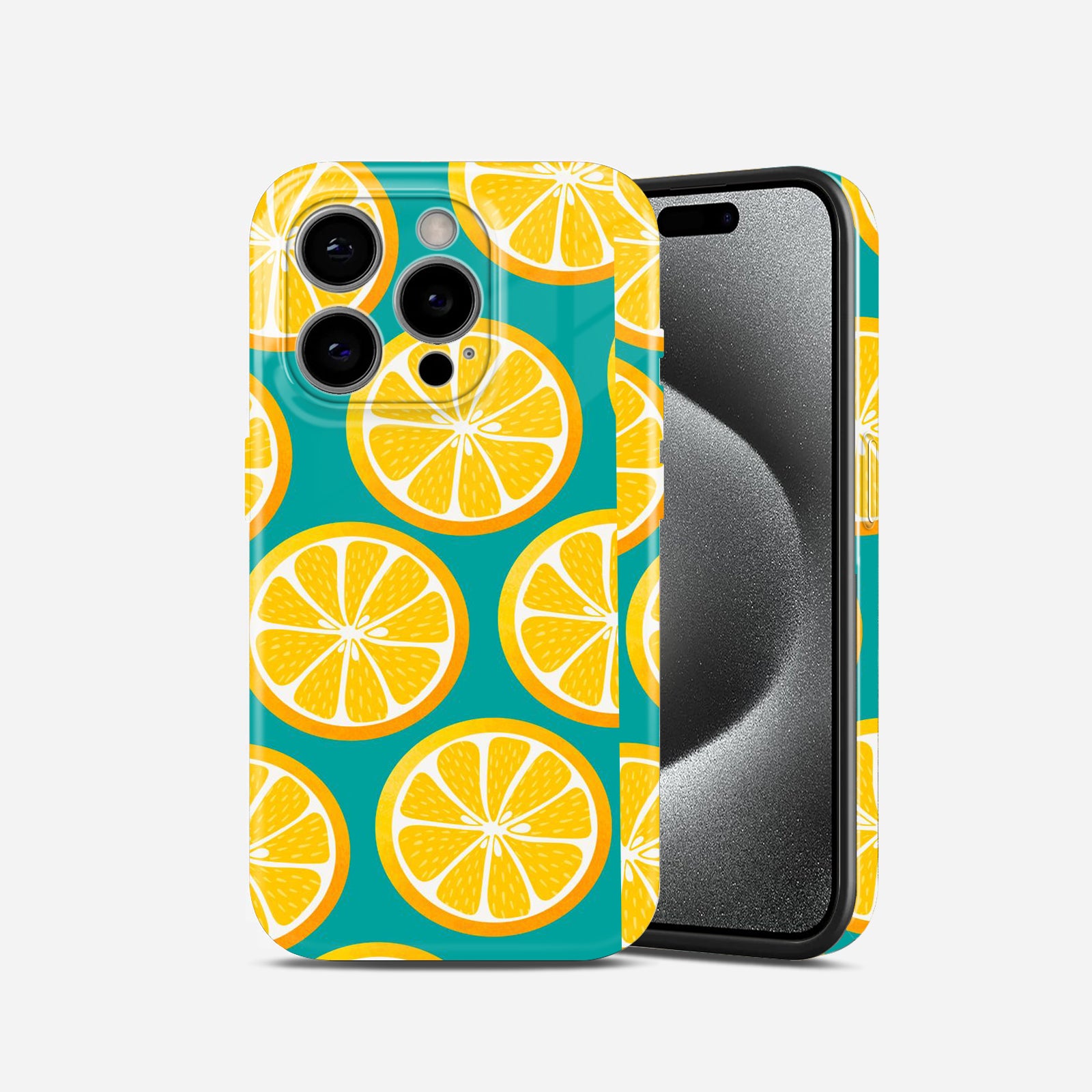 Orange Slices Pattern, Teal Background, Citrus Fruit Theme, Hard Glossy Case - Stylish & Protective Cover