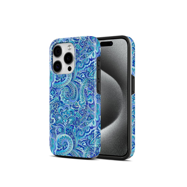 The Joyful Studio Blue Paisley Pattern, 2 in 1 Mobile Case, Dual Layer Protective Cover