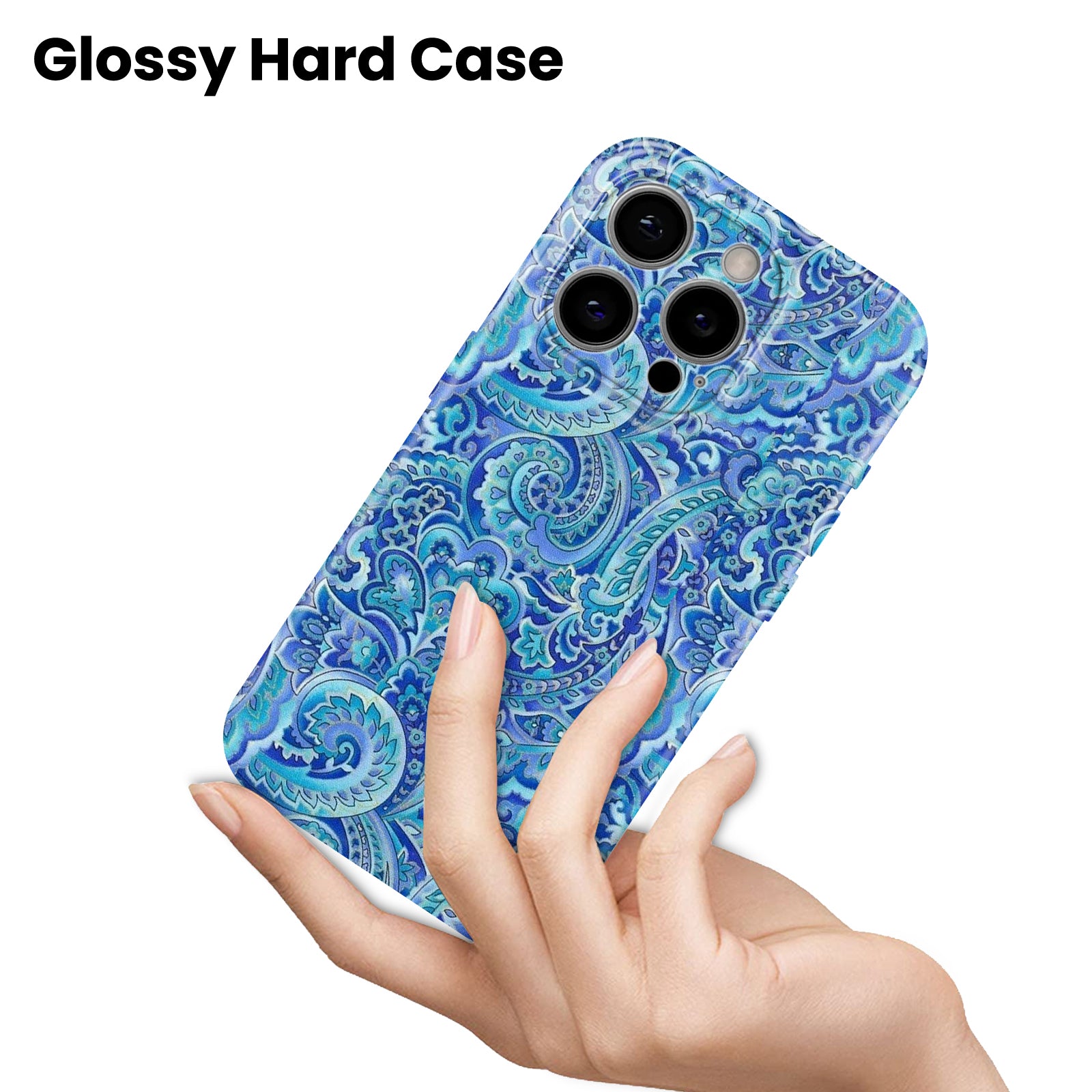 Blue Paisley Floral Print, Hard Glossy Case - Stylish & Protective Cover