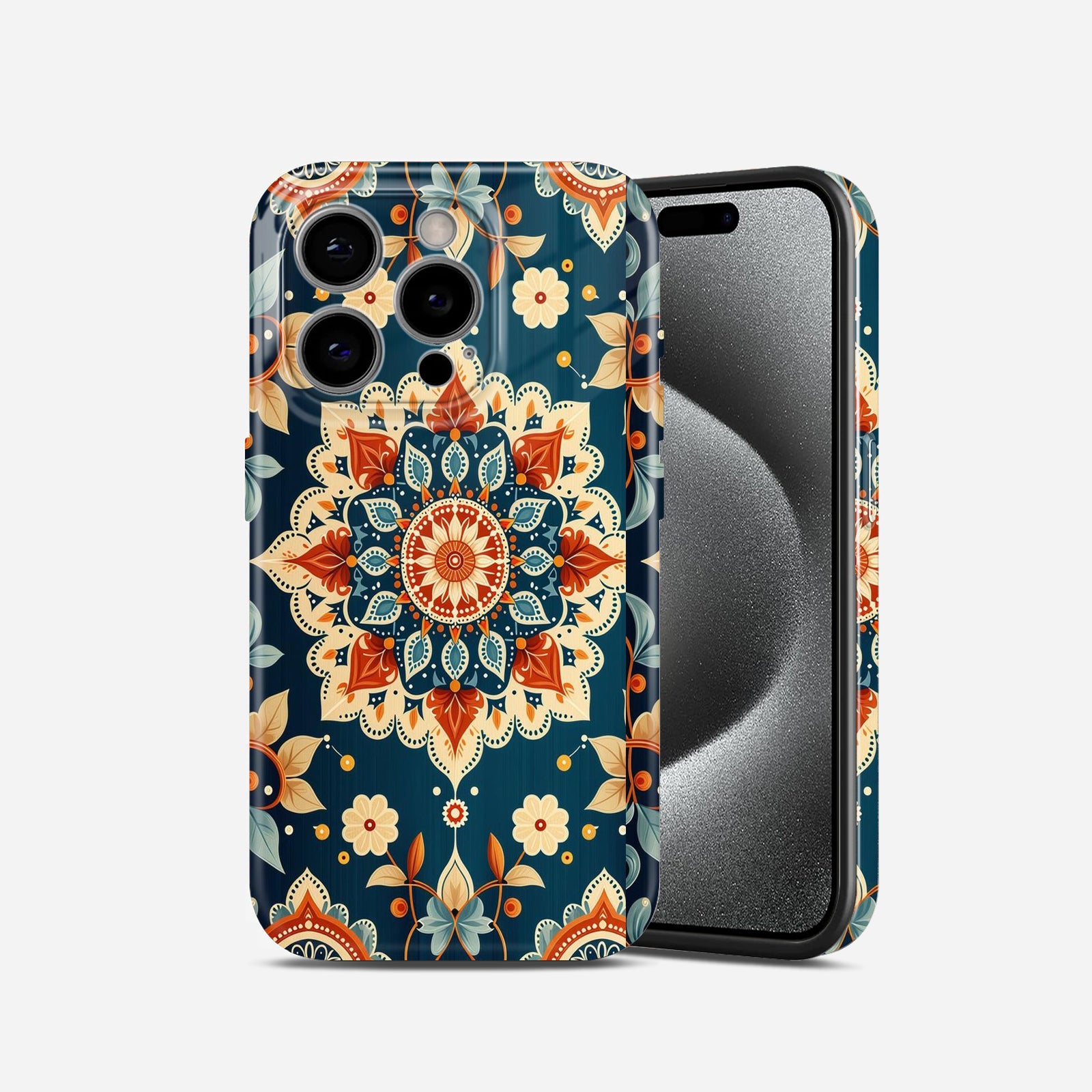 Mandala Floral Print, Teal Blue, Hard Glossy Case - Stylish & Protective Cover
