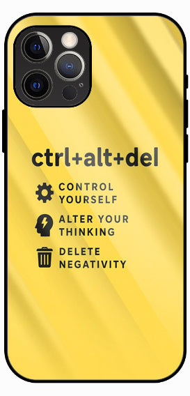 Yellow, ctrl+alt+del Motivational Quote Design, Luxury Glass Back Phone Case