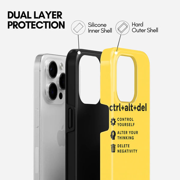 The Joyful Studio ctrl+alt+del Motivational Quote, 2 in 1 Mobile Case, Dual Layer Protective Cover