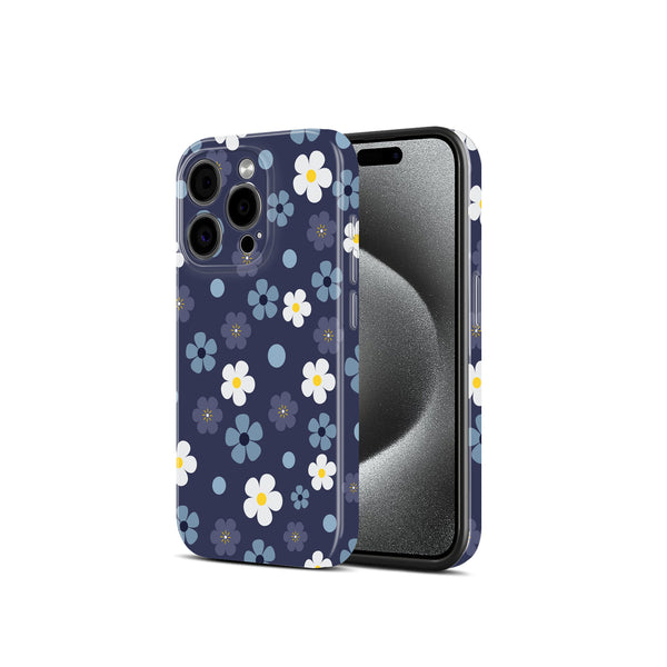 Navy Blue Floral Daisy Pattern, Hard Glossy Case - Stylish & Protective Cover