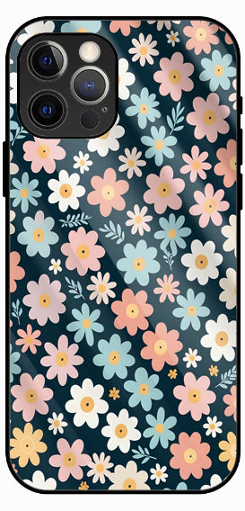 Floral Pattern, Multicolour, Luxury Glass Back Phone Case