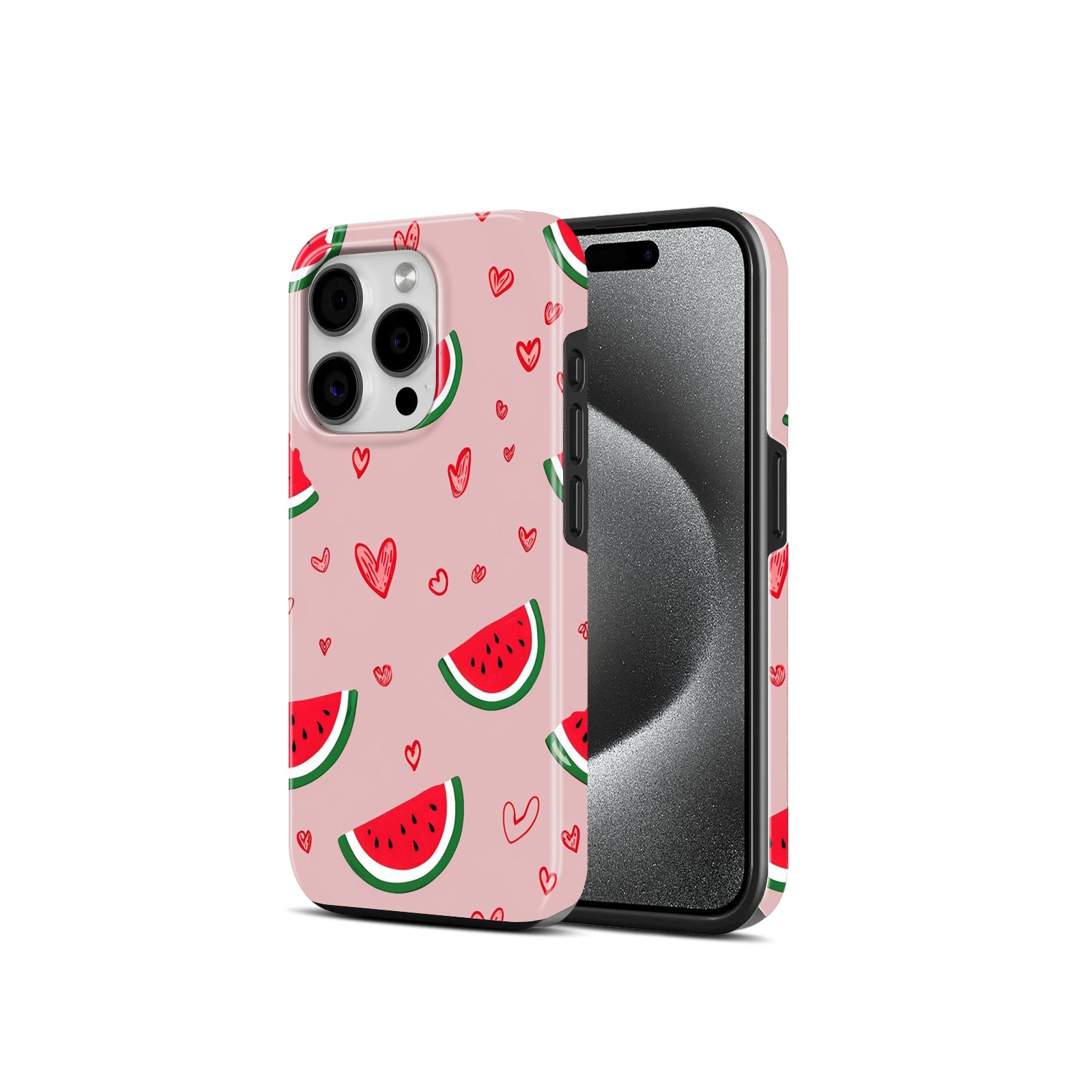 The Joyful Studio Watermelon and Hearts Pattern, 2 in 1 Mobile Case, Dual Layer Protective Cover
