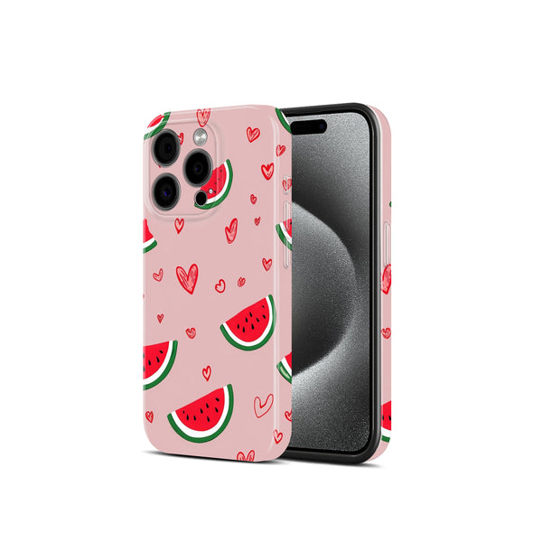 Cute Watermelon and Hearts Pattern, Pink, Hard Glossy Case - Stylish & Protective Cover