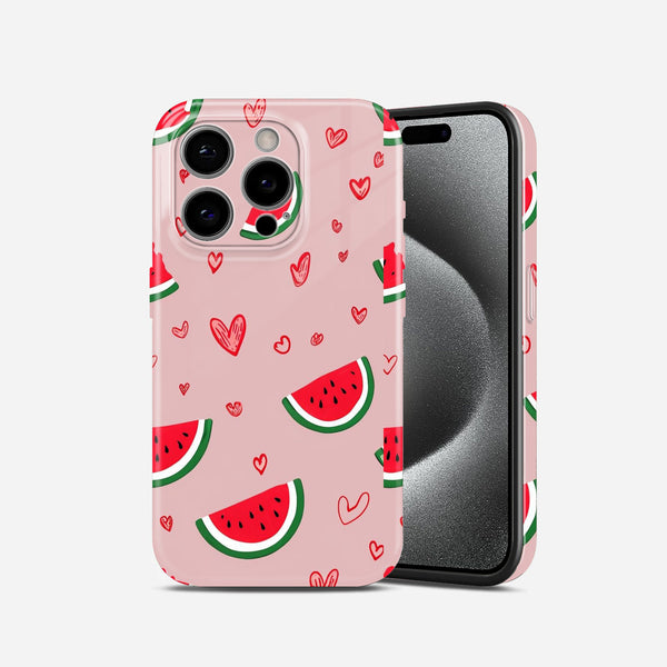 Cute Watermelon and Hearts Pattern, Pink, Hard Glossy Case - Stylish & Protective Cover