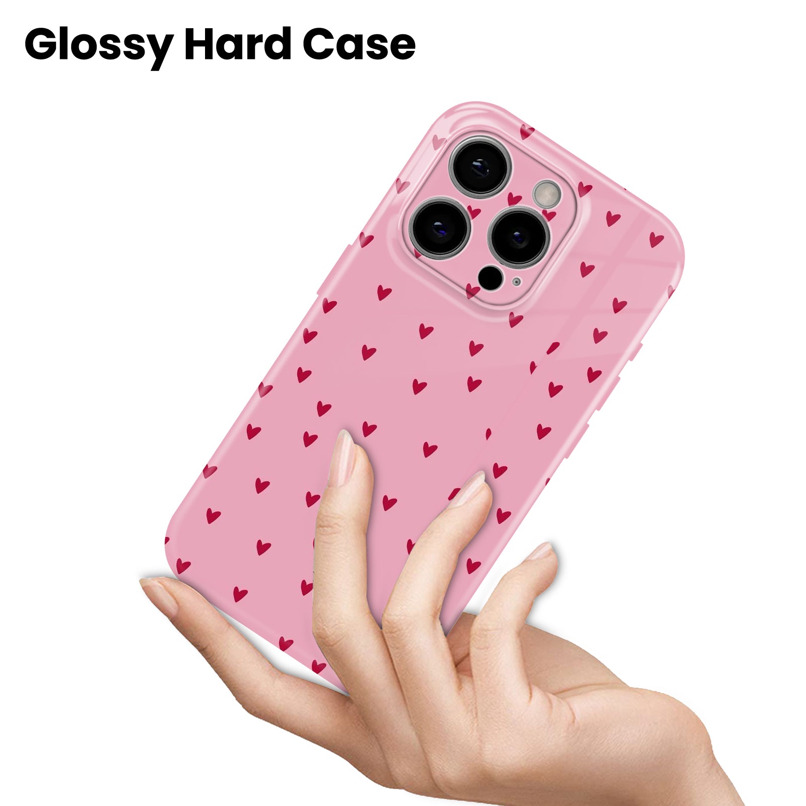 Red Mini Hearts Pattern, Hard Glossy Case - Stylish & Protective Cover