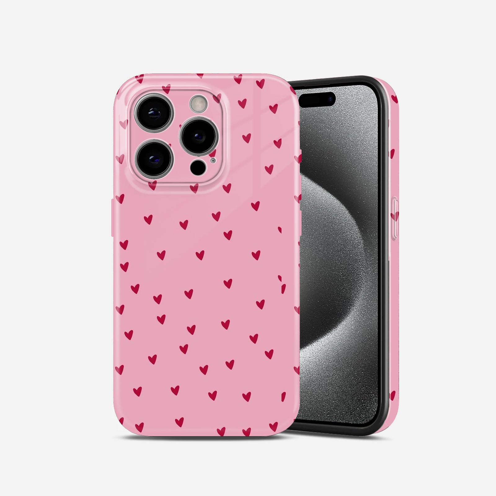Red Mini Hearts Pattern, Hard Glossy Case - Stylish & Protective Cover