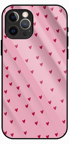 Pink Heart Pattern, Cute Romantic Style, Luxury Glass Back Phone Case