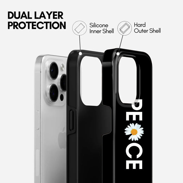 Peace Daisy Floral Print Design, 2 in 1 Mobile Case, Dual Layer Protective Cover