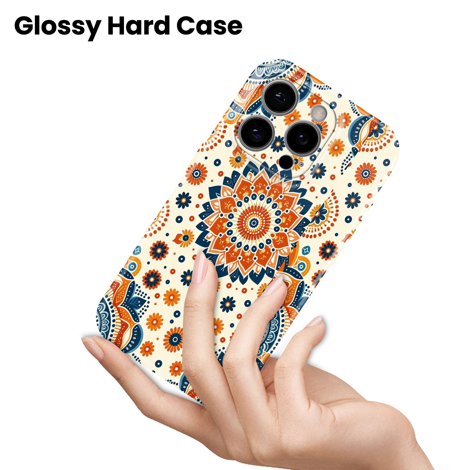 Orange and Navy Blue Pattern, Hard Glossy Case - Stylish & Protective Cover