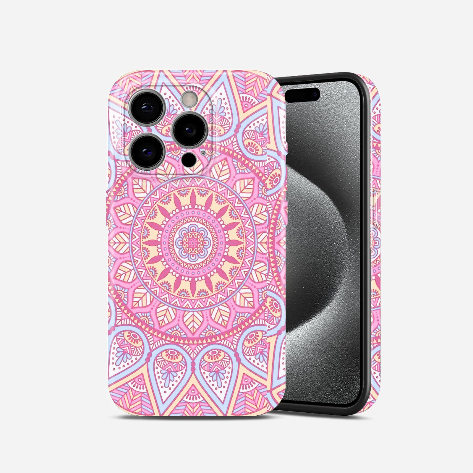 Pink Mandala Design, Boho Floral Pattern, Hard Glossy Case - Stylish & Protective Cover