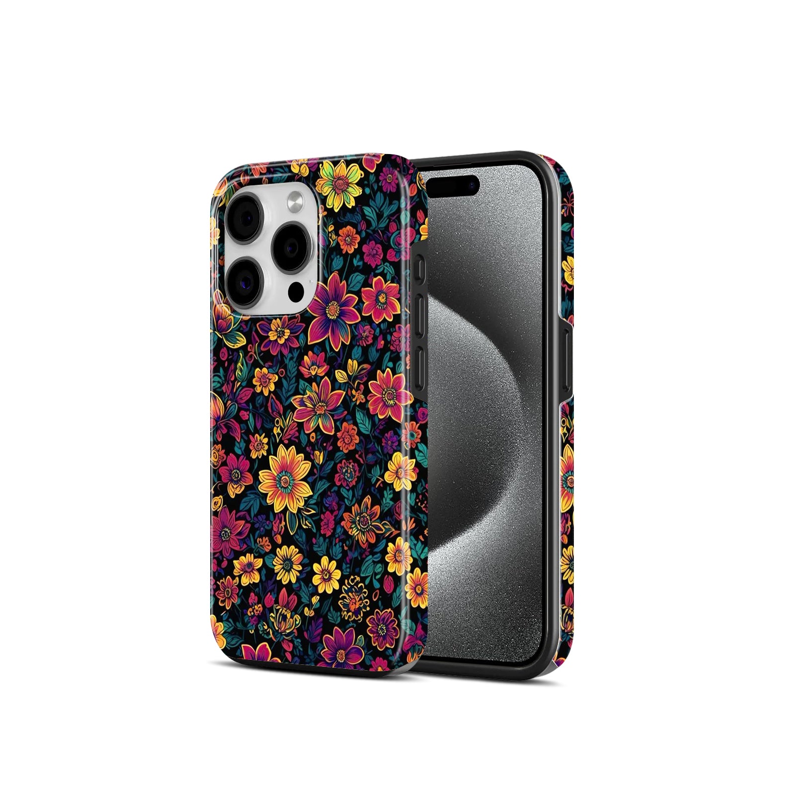 Colourful Botanical Design, Floral Pattern, 2 in 1 Mobile Case, Dual Layer Protective Cover