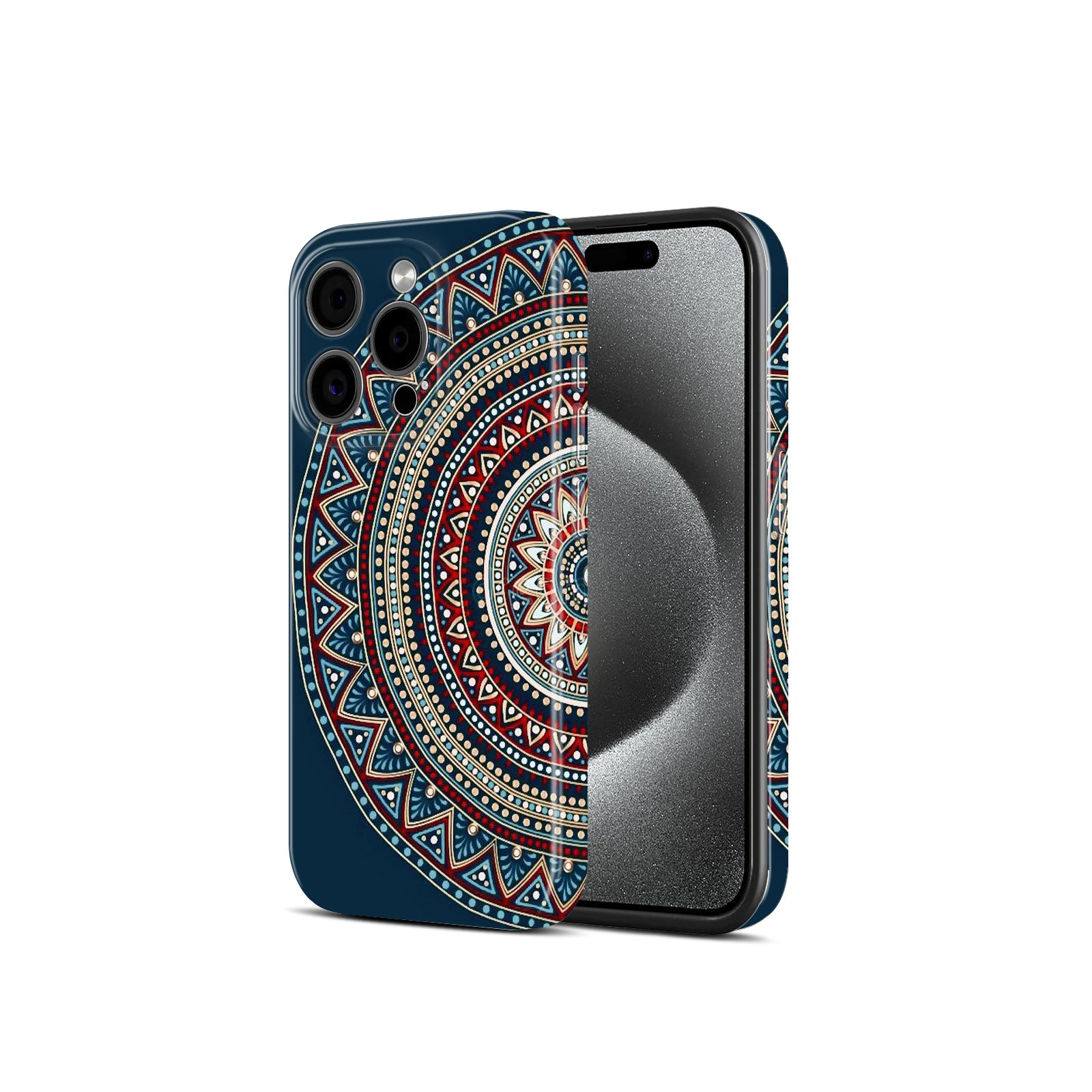Mandala Design, Blue, Boho Ethnic Pattern, Hard Glossy Case - Stylish & Protective Cover