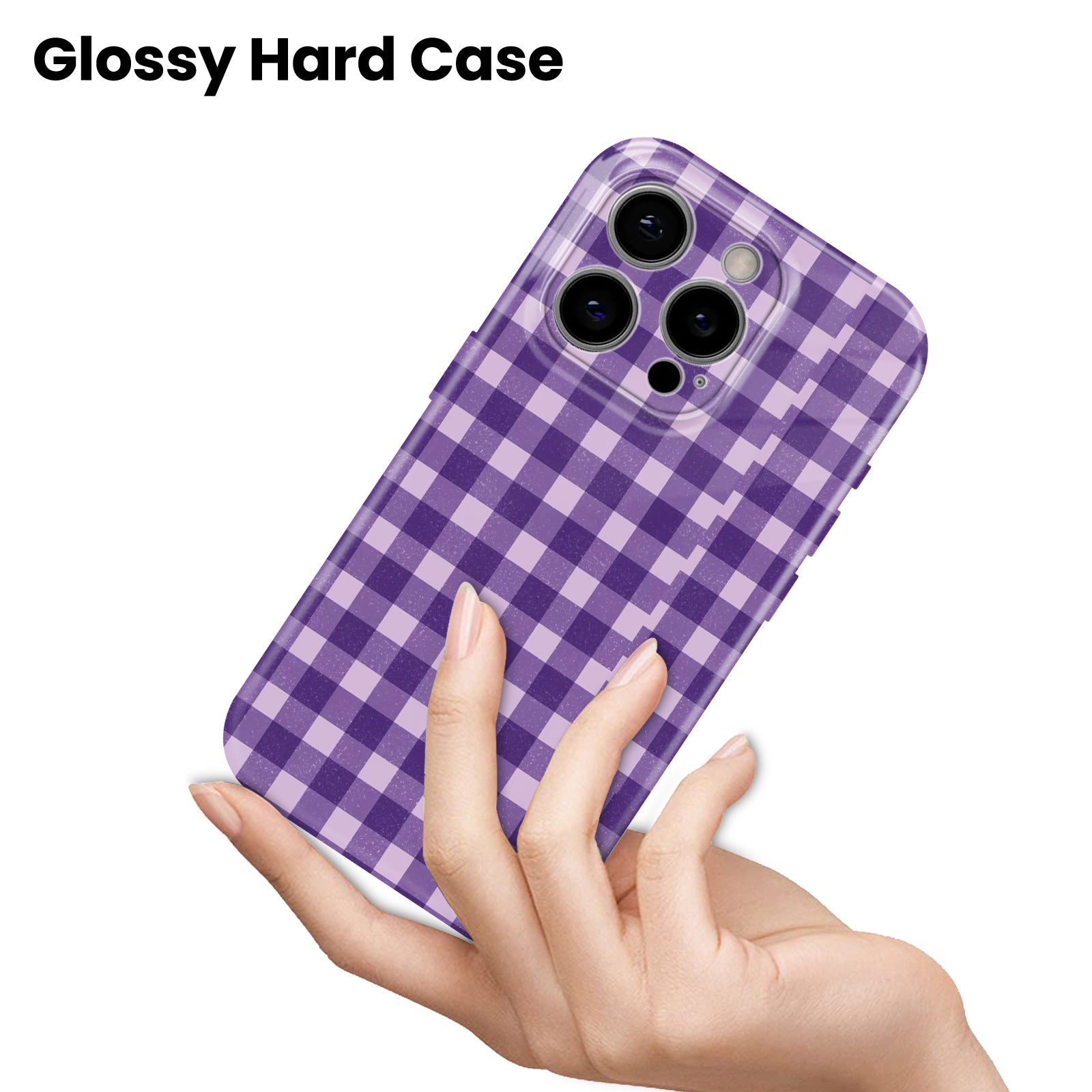 Purple Gingham Plaid, Hard Glossy Case - Stylish & Protective Cover