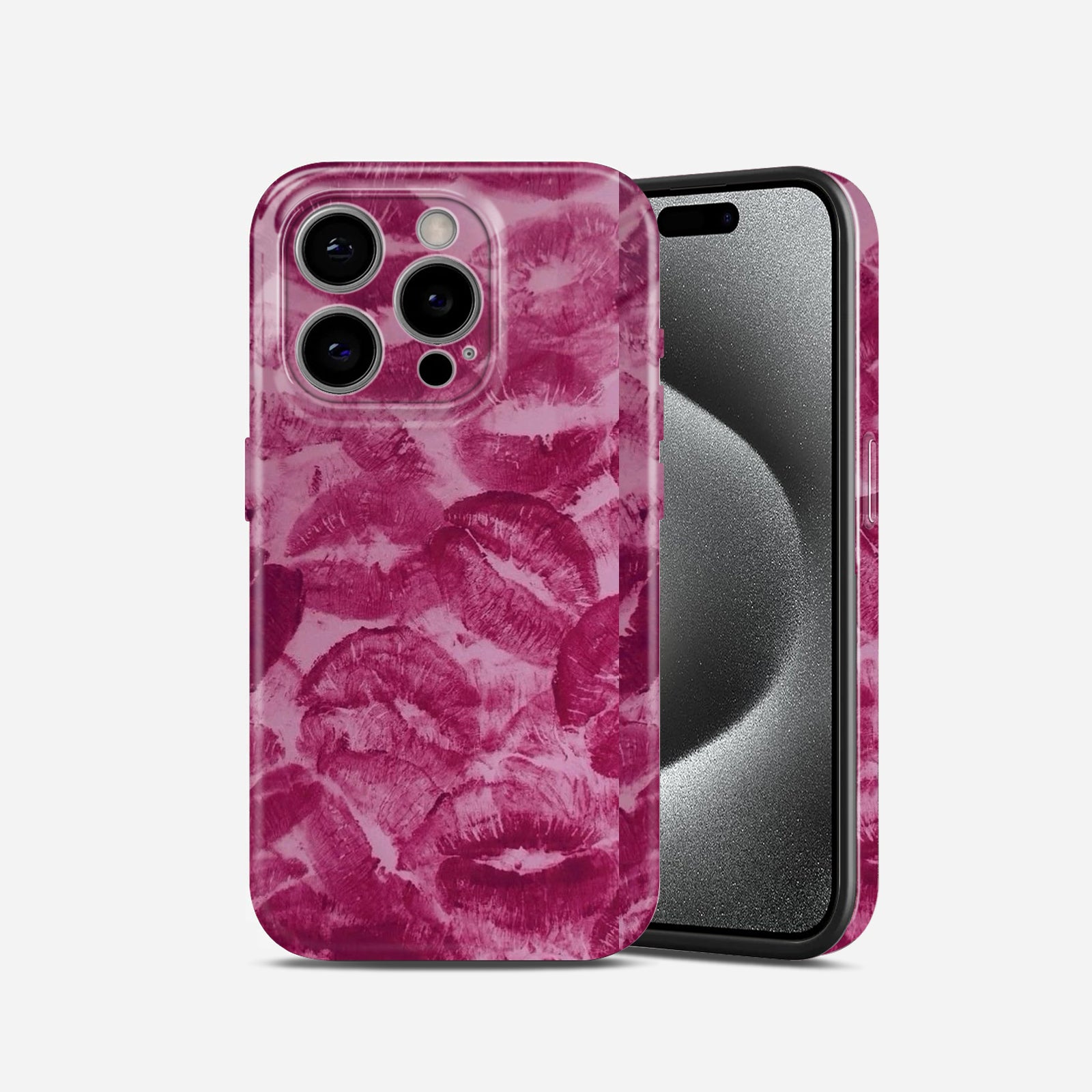 Pink Lips Kiss Print Pattern, Hard Glossy Case - Stylish & Protective Cover
