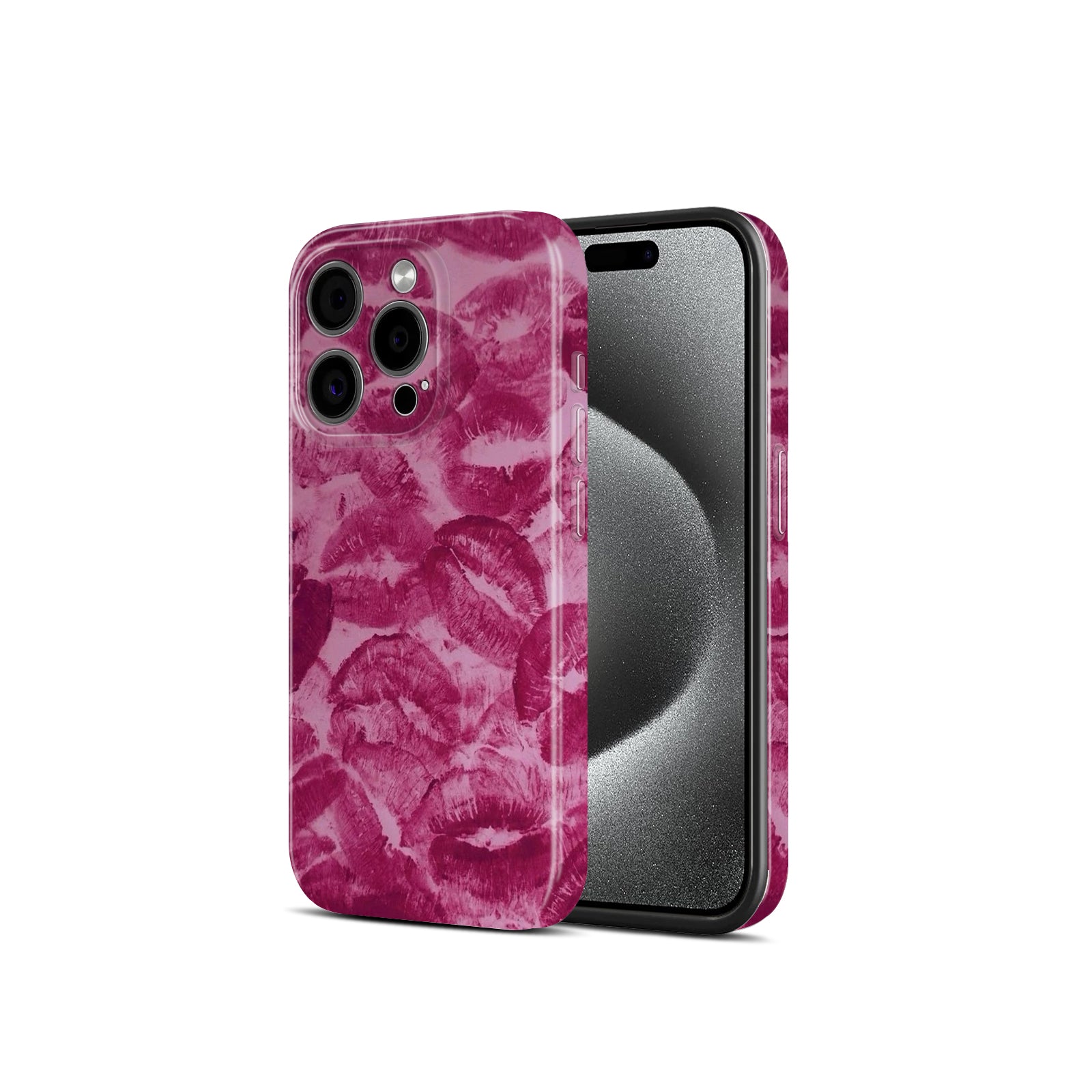 Pink Lips Kiss Print Pattern, Hard Glossy Case - Stylish & Protective Cover