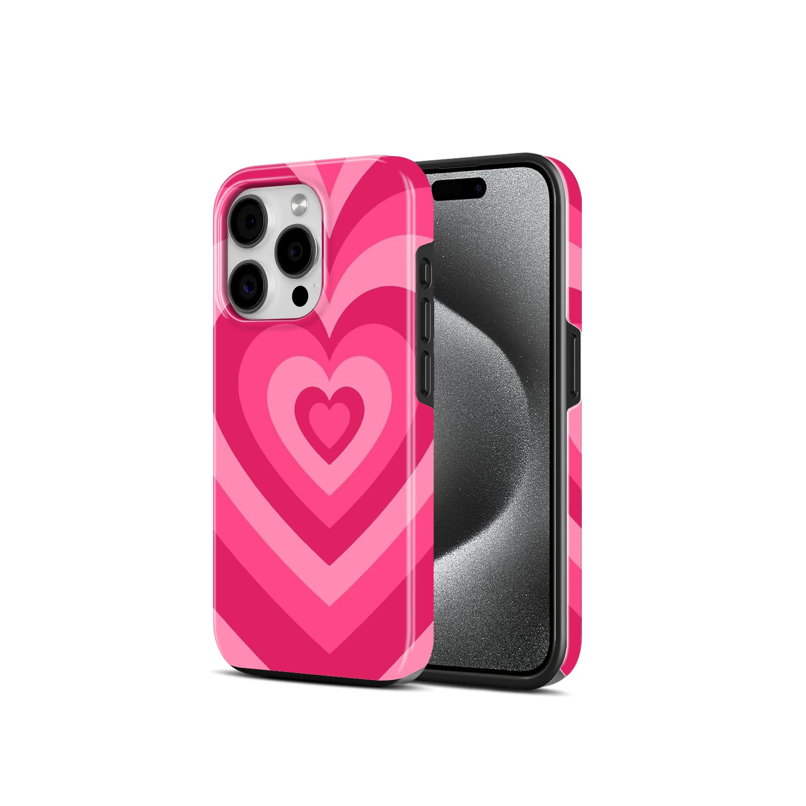 Pink Heart Pattern Design, 2 in 1 Mobile Case, Dual Layer Protective Cover