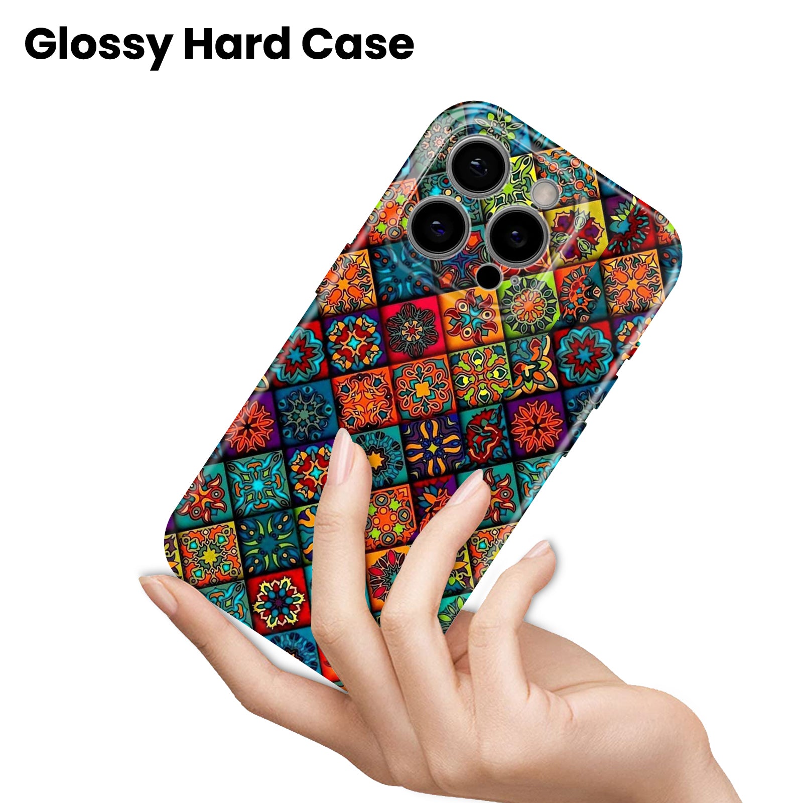 Colourful Mandala Patchwork Vibrant Boho Tile Pattern, Hard Glossy Case - Stylish & Protective Cover