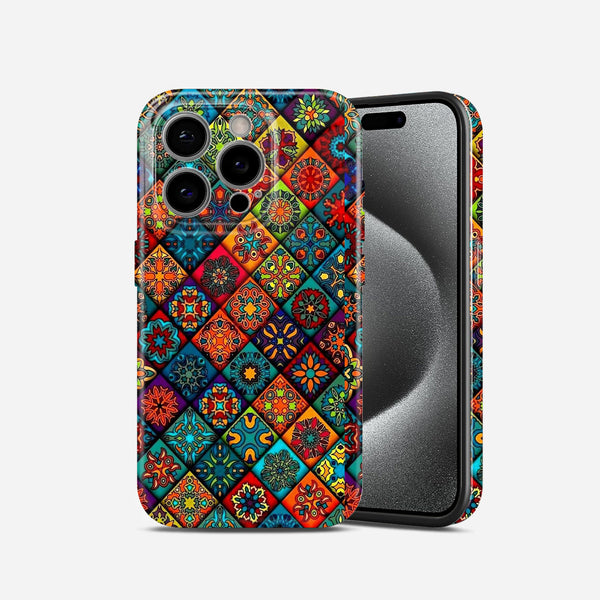 Colourful Mandala Patchwork Vibrant Boho Tile Pattern, Hard Glossy Case - Stylish & Protective Cover