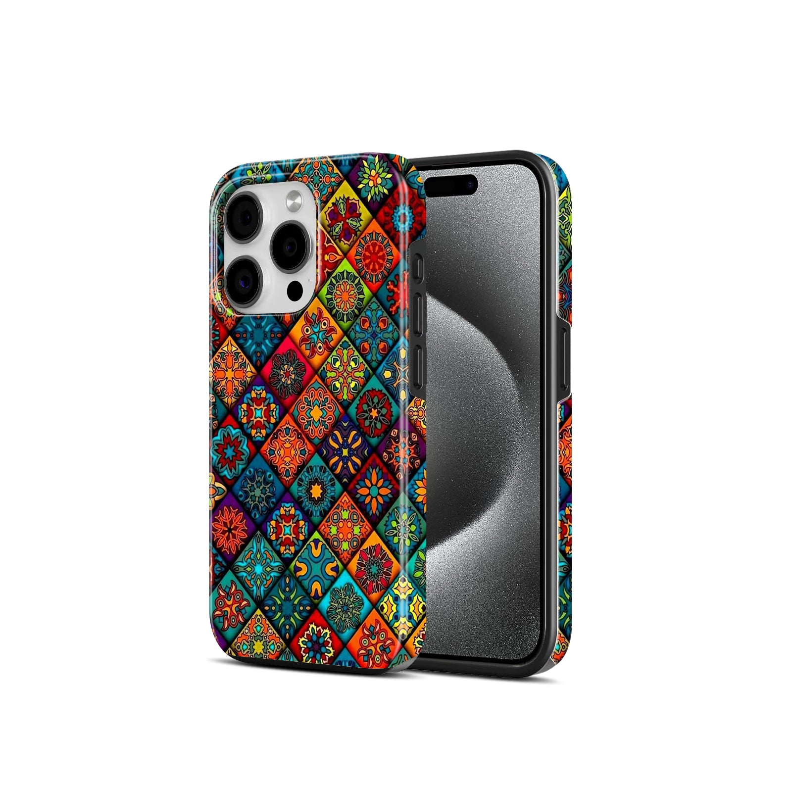 Colourful Mandala Tile Pattern, 2 in 1 Mobile Case, Dual Layer Protective Cover