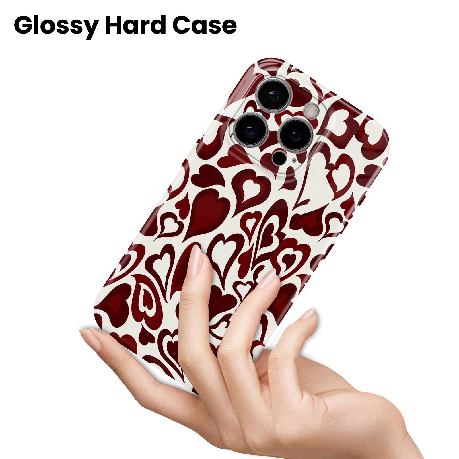 Red Heart Pattern, Hard Glossy Case - Stylish & Protective Cover