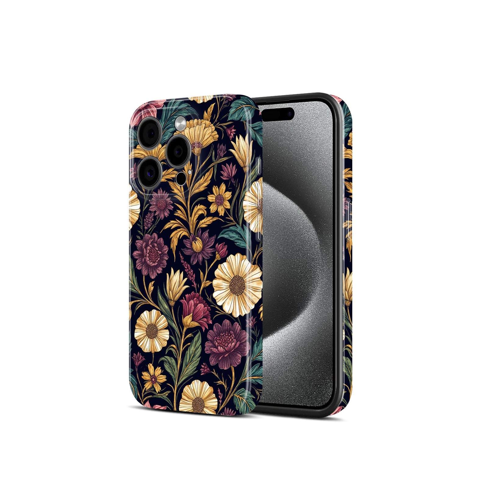 Dark Botanical Wildflower Pattern, Hard Glossy Case - Stylish & Protective Cover