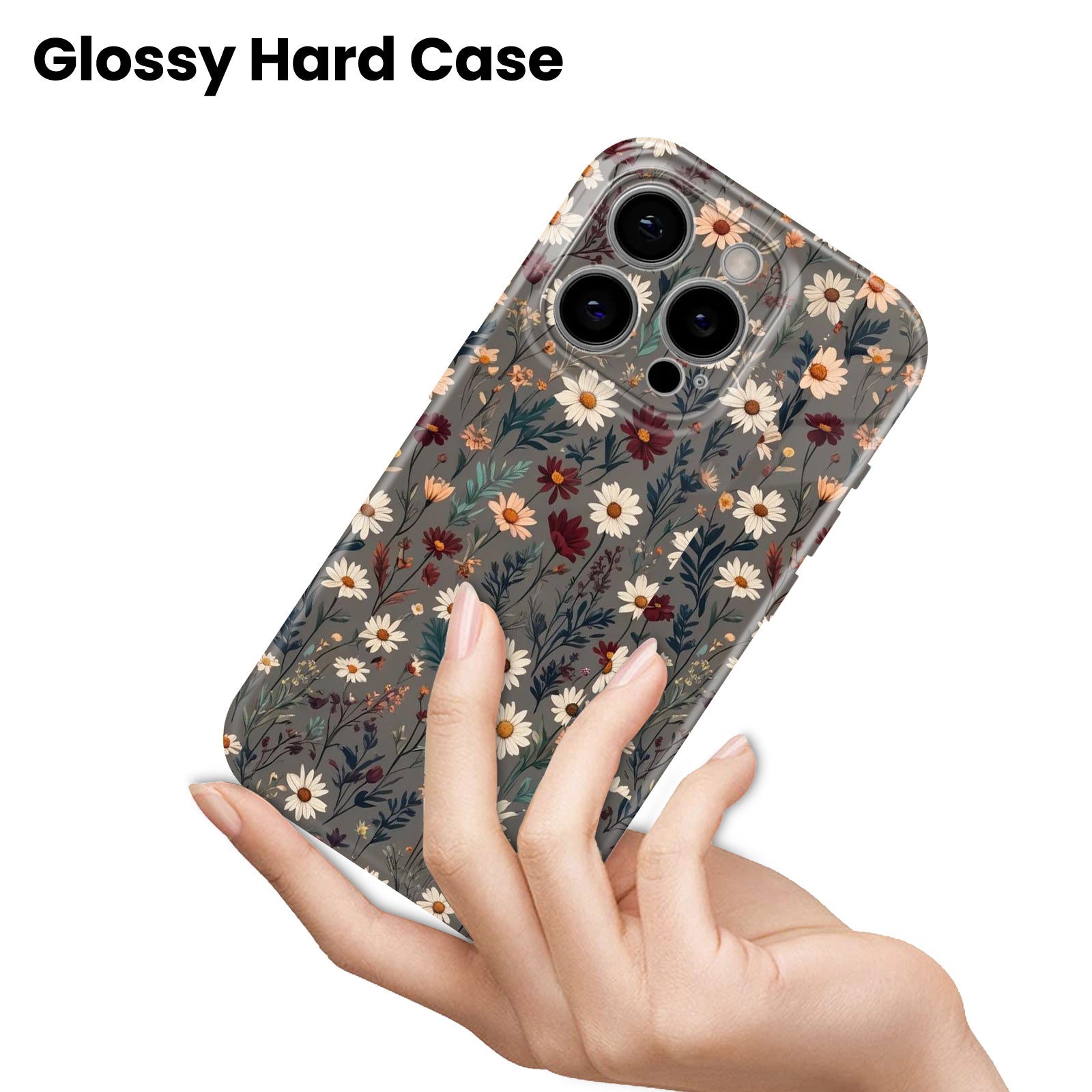 Wildflower Daisy Pattern, Botanical Design, Hard Glossy Case - Stylish & Protective Cover