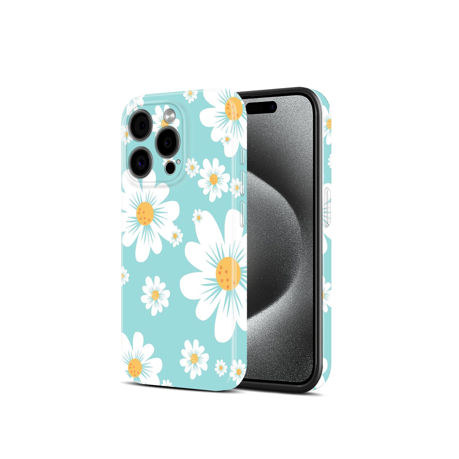 Daisy Floral Print, Teal Blue, Hard Glossy Case - Stylish & Protective Cove