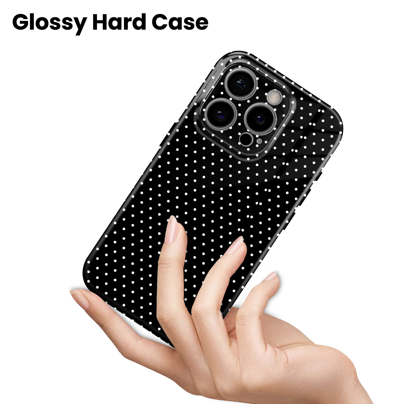 Black with White Polka Dot Pattern, Hard Glossy Case - Stylish & Protective Cove