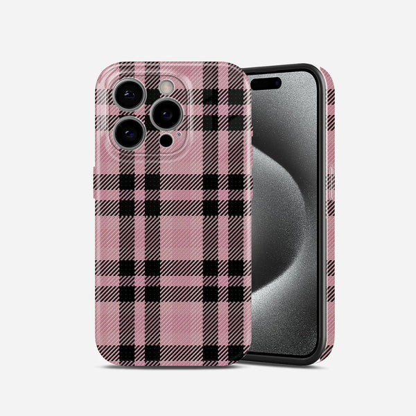 Beige Check Aesthetic Hard Glossy Case - Stylish & Protective Cover