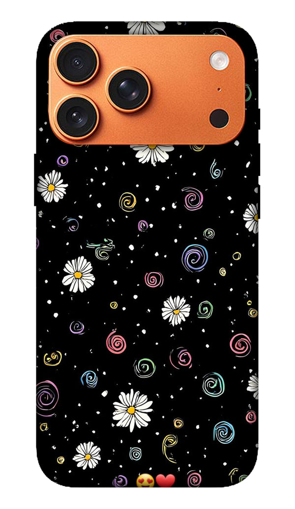 Black Cute Floral Scatter Phone Case